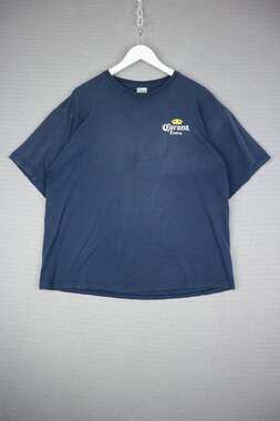 Corona Faded Distressed Logo Vintage Tee Navy Y2K  XL Gildan